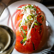 Tomato ohitashi (blanched and seasoned with broth)