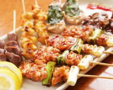 Assorted grilled chicken skewers