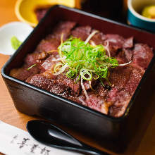 Wagyu beef steak in a lacquered box