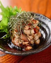 Slightly boiled chicken tenderloin with wasabi