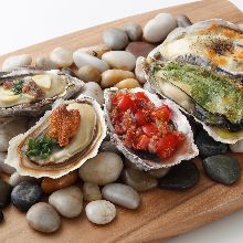 Assorted grilled oysters