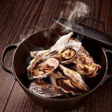 Oysters steamed in wine