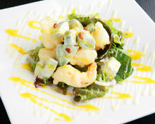 Shrimp and avocado with mayonnaise dressing
