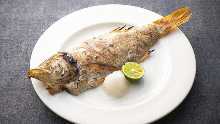 Salt roasted rosy seabass