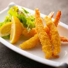 Deep-fried whole shrimp