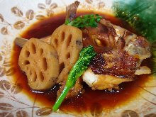 Simmered bony fish parts