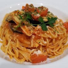 Pasta with eggplant tomato sauce