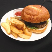 Hamburger and fries