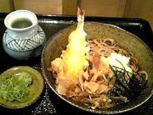 Shrimp tempura on buckwheat noodles