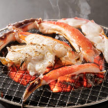 Charcoal grilled red king crab