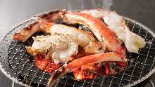 Charcoal grilled red king crab