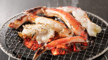 Charcoal grilled red king crab