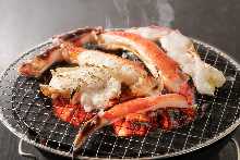 Charcoal grilled red king crab