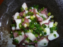 Thinly sliced octopus sashimi