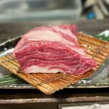 Chunks of premium Wagyu beef skirt steak