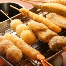 Assorted fried skewers