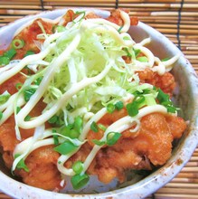 Fried food rice bowl