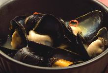 Mussels steamed in wine