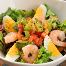 Shrimp and avocado cobb salad