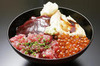 Karaku Donburi (Rice with Soy Sauce Marinated Tuna/Tuna Spine Meat/Conger Eel/Red Caviar)