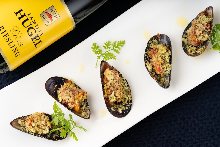 Grilled mussels in overn