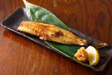 Charcoal grilled Atka mackerel