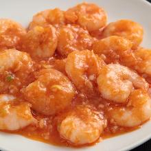 Stir-fried shrimp in chili sauce