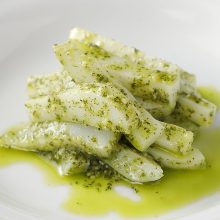 Squid with basil sauce