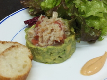 Shrimp and avocado with mayonnaise dressing