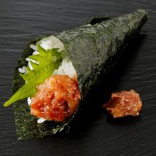 Hand rolled ume perilla sushi