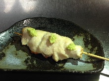 Chicken tenderloin skewer with wasabi