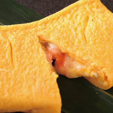 Japanese-style rolled omelet with marinated cod roe and cheese