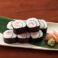 Pink shrimp rolled sushi