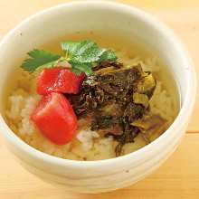 Mentaiko chazuke (marinated cod roe and rice with tea)