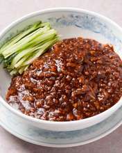 Chinese noodles topped with ground pork