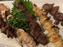 Assorted grilled skewers