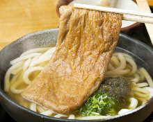 Wheat noodles with sweet fried tofu