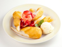 Fried soy milk bread with ice cream