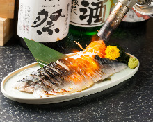 Japanese pickled mackerel sashimi