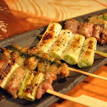 Assorted grilled chicken skewers