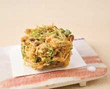 Amakusa-caught Shiba Shrimp and Burdock Root Kakiage Tempura