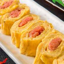 Japanese-style rolled omelet with marinated cod roe