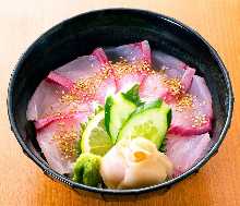 Sesame-flavored amberjack rice bowl