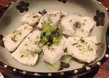Slightly boiled chicken tenderloin with wasabi