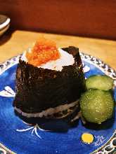 Mentai Musubi (cod roe wrapped)