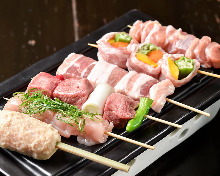 Assorted grilled skewers