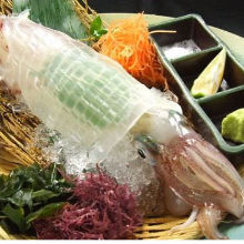 Live spear squid sashimi