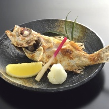 Salt roasted rosy seabass