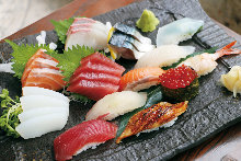 Assorted sushi and sashimi