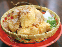 Fried bite size of Okinawan tofu